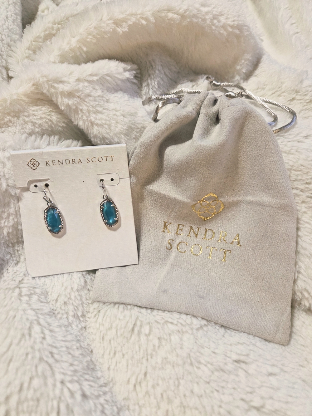 Kendra Scott Teal Dangle Earrings - Silver
